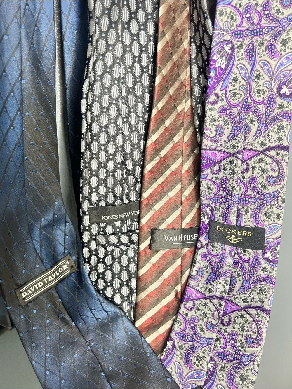 David Taylor and more Men's Tie Lot - Purple, Brown, Blue, Gray, Black